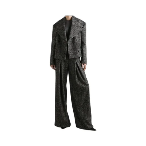 Pleated Tweed Trousers