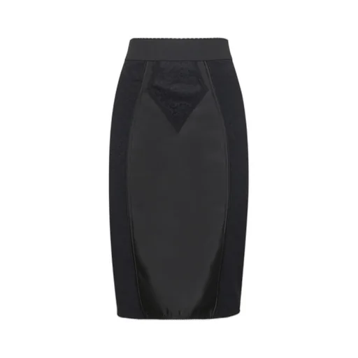 Lace-Insert Pencil Midi Skirt