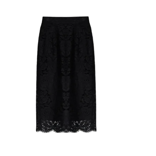 Lace Scalloped-Hem Midi Skirt