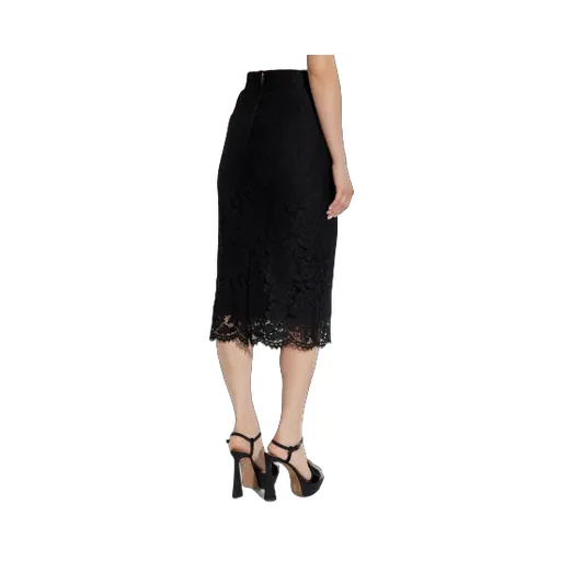 Lace Scalloped-Hem Midi Skirt