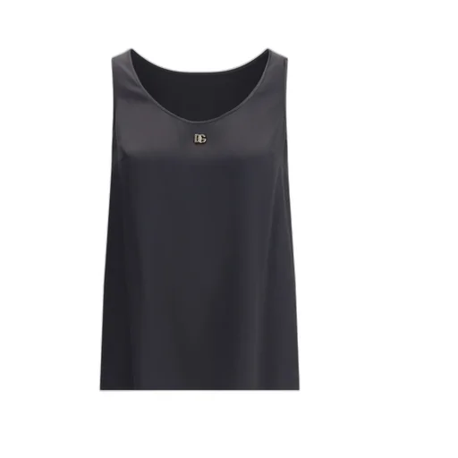 Logo Plaque Silk Top