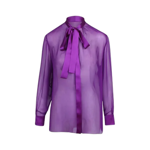 Satin Tie-Neck Shirt