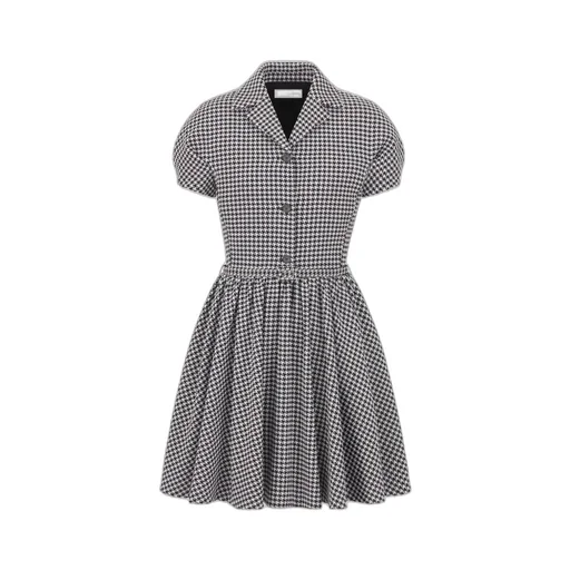 Flared Dress With Puff Sleeves