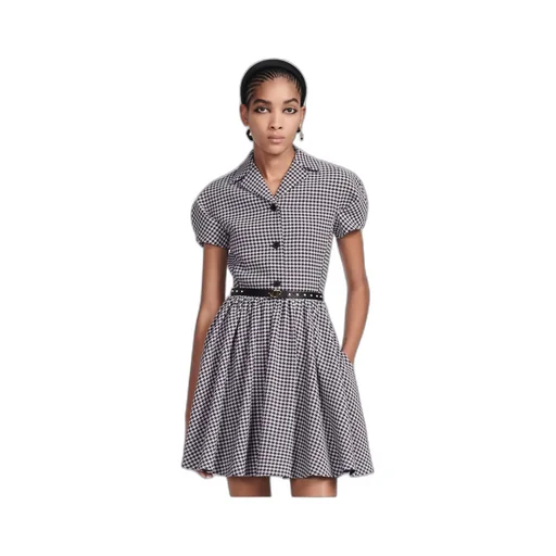 Flared Dress With Puff Sleeves