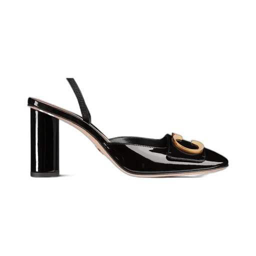 Logo Plaque Round Toe Pumps