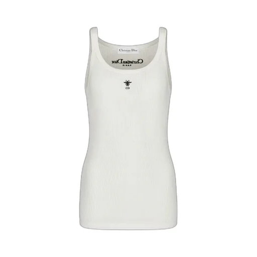 Christian Dior Logo Embroidered Ribbed Singlet