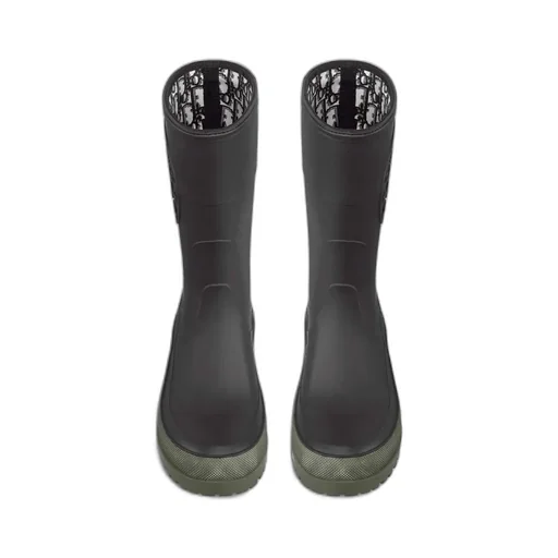 Logo Embossed Round Toe Rain Boots
