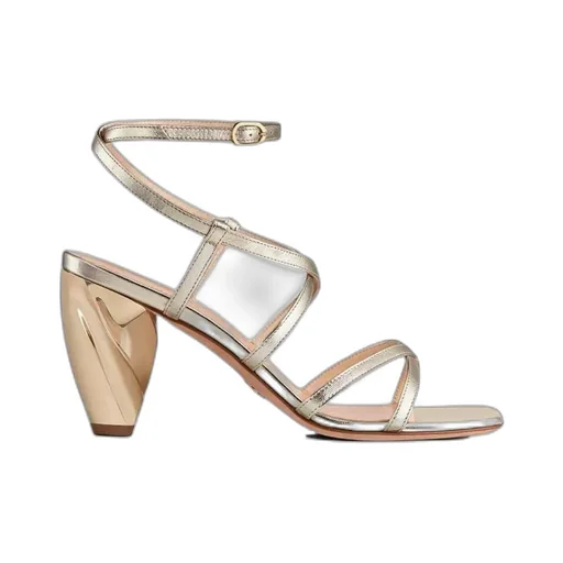 Laminated Leather High-Heeled Sandals