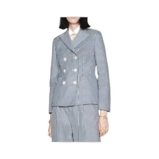 Striped Double-Breasted Jacket