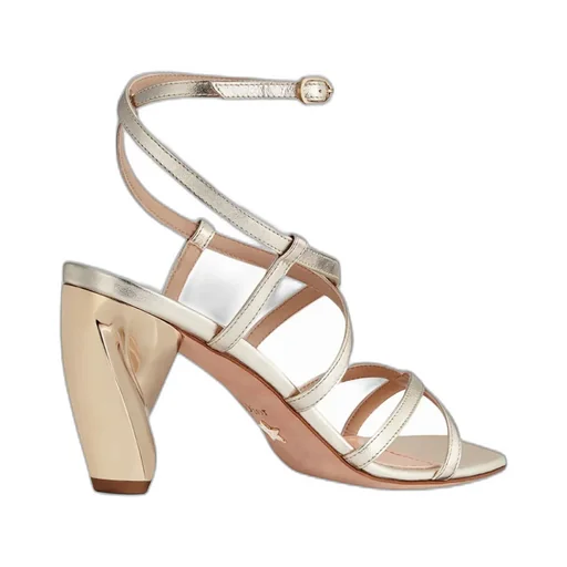 Laminated Leather High-Heeled Sandals