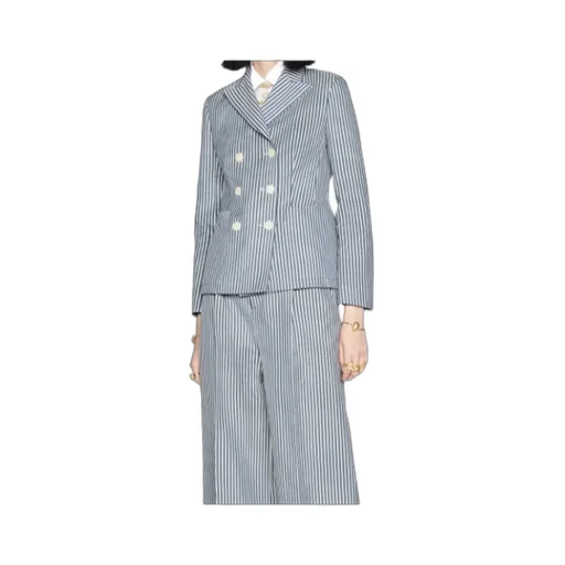 Striped Double-Breasted Jacket