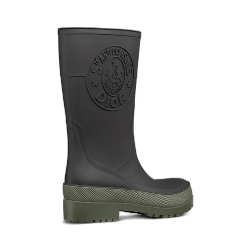 Logo Embossed Round Toe Rain Boots