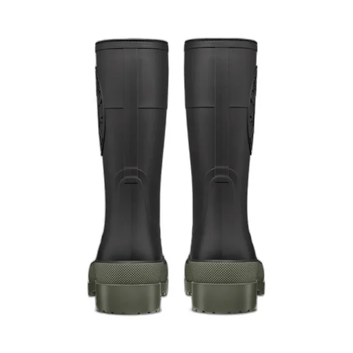 Logo Embossed Round Toe Rain Boots