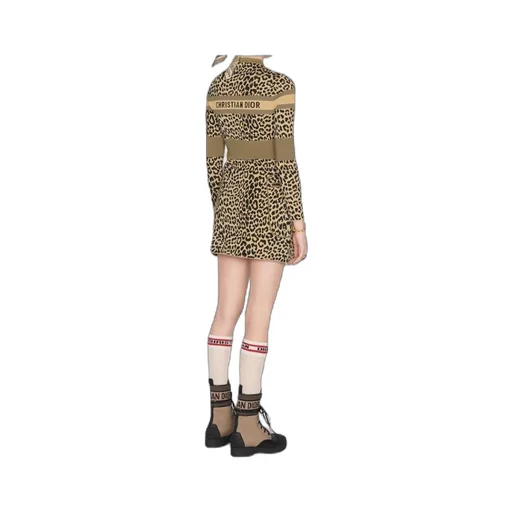 Leopard-Print Long-Sleeved Dress