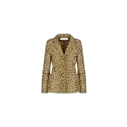 Silk Taffeta Leopard Print Blazer
