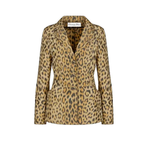 Silk Taffeta Leopard Print Blazer