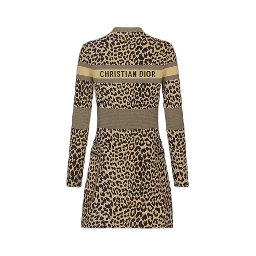 Leopard-Print Long-Sleeved Dress