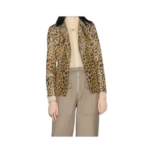 Silk Taffeta Leopard Print Blazer