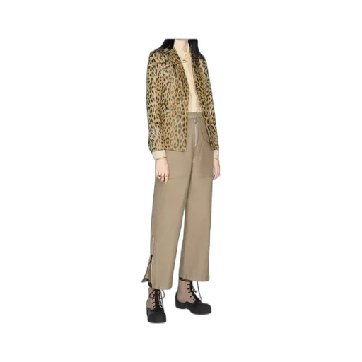 Silk Taffeta Leopard Print Blazer