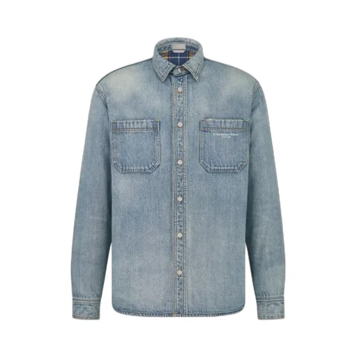 Collared Long-Sleeve Denim Shirt
