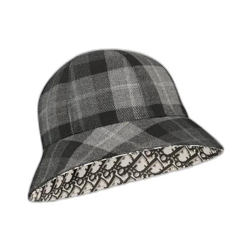 D-Tulipe Checkdior Large-Brim Reversible Cloche N