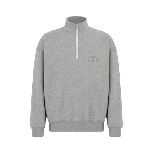 High Neck Zip Detailed Sweatshirt
