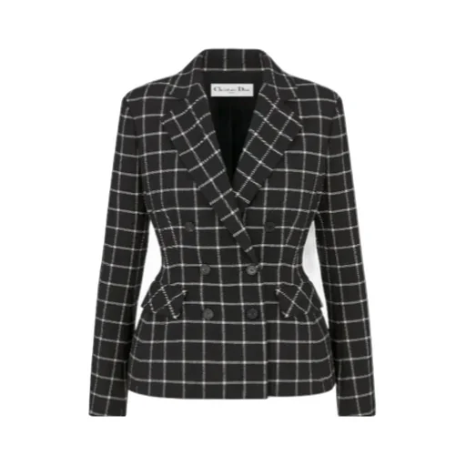 Checked Double-Breasted Jacket