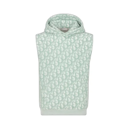 All-Over Logo Patterned Sleeveless Hoodie