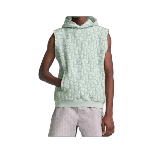All-Over Logo Patterned Sleeveless Hoodie