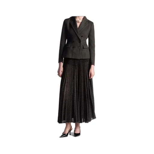 Pleated Mid-Length Skirt