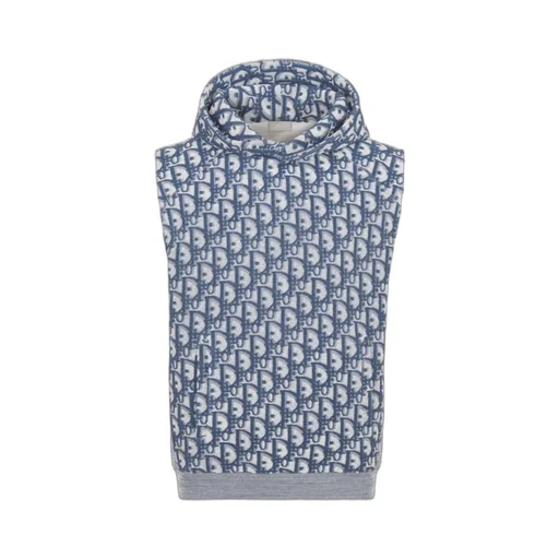 All-Over Logo Patterned Sleeveless Hoodie