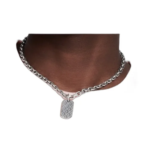 Cd Diamond Plate Pendant Necklace