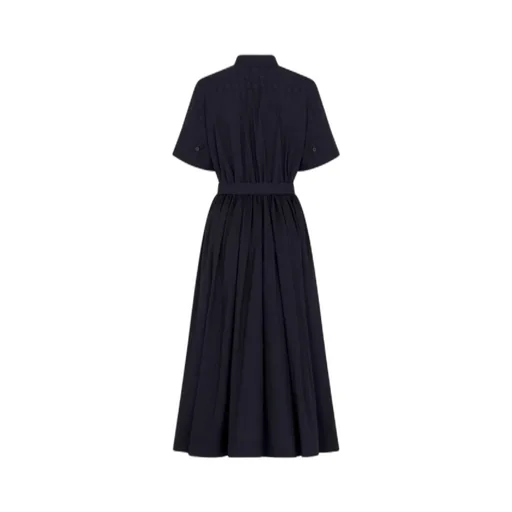 Mid-Length Belted Macrocannage Dress