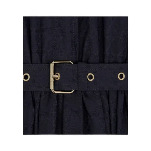 Mid-Length Belted Macrocannage Dress