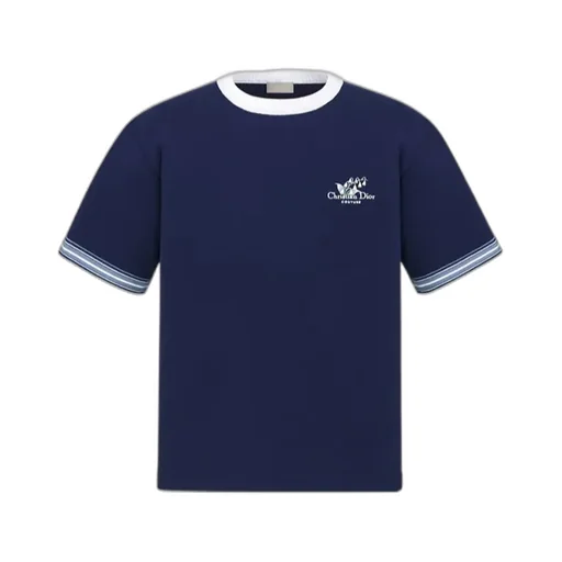 Stripe-Trim Crewneck T-Shirt