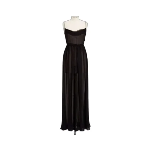 Long Evening Gown With Embroidered Back