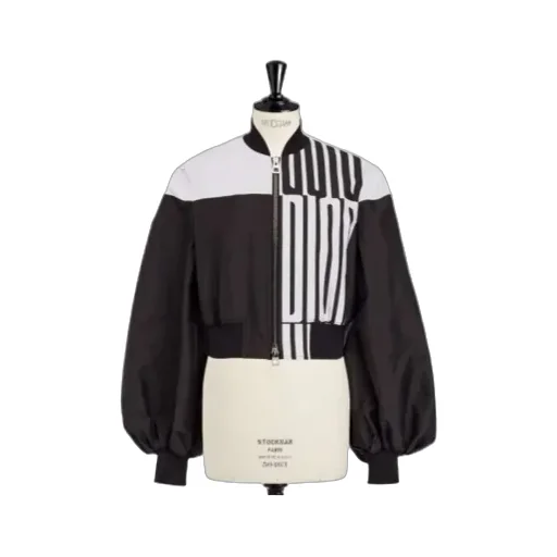 Cropped Bomber Jacket With Bishop Sleeves