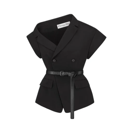 Asymmetric Short-Sleeved Jacket With Belt