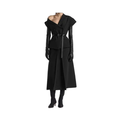 Asymmetric Short-Sleeved Jacket With Belt
