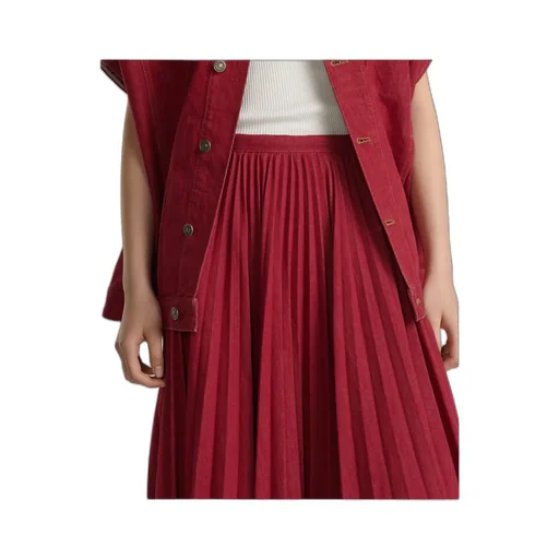 Pleated Mid-Length Skirt