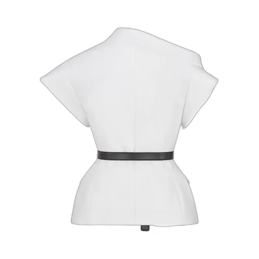 Asymmetric Short-Sleeved Belted Jacket