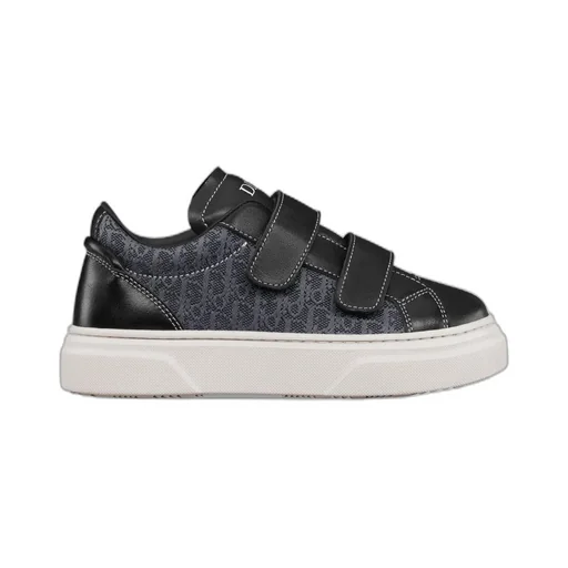 Baby Dior Logo Printed Double-Strap Sneakers
