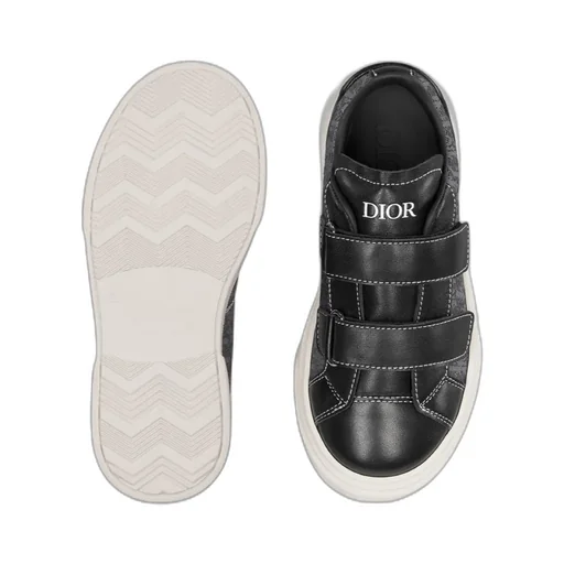 Baby Dior Logo Printed Double-Strap Sneakers