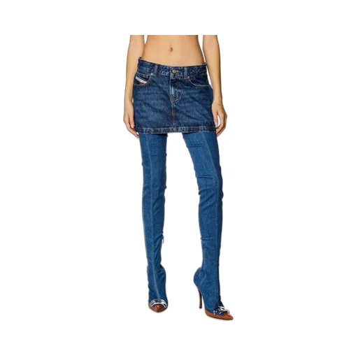 De-Ron Whiskering Effect Denim Mini Skirt