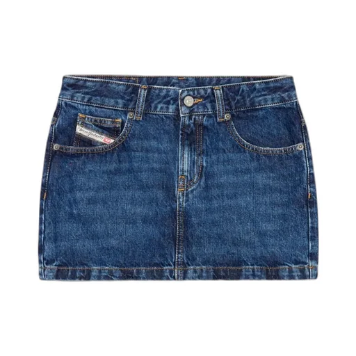 De-Ron Whiskering Effect Denim Mini Skirt
