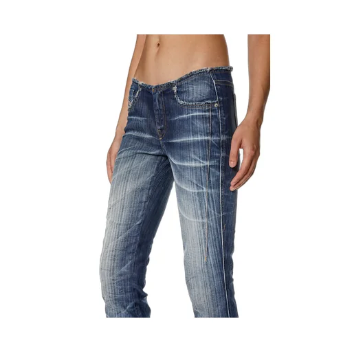 Heeled Low-Rise Bootcut Distressed Jeans