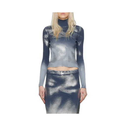 M-Ileen High Neck Metallic-Effect Jumper