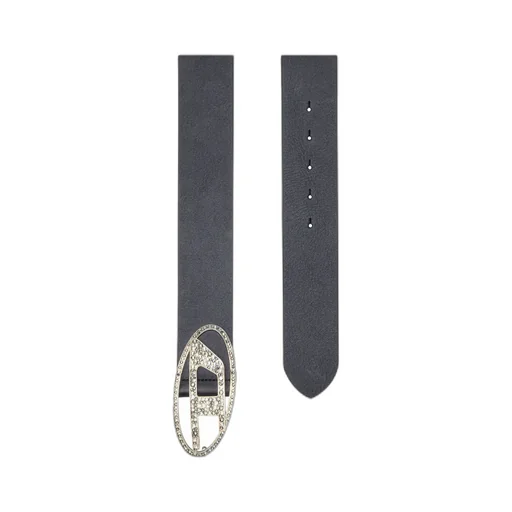 Rhinestone-Logo Leather Belt