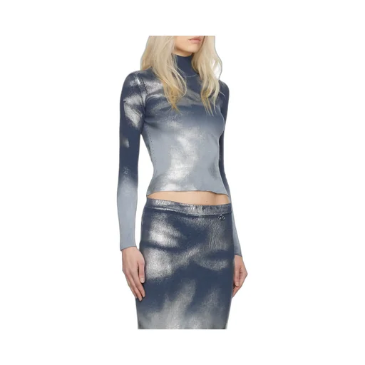 M-Ileen High Neck Metallic-Effect Jumper