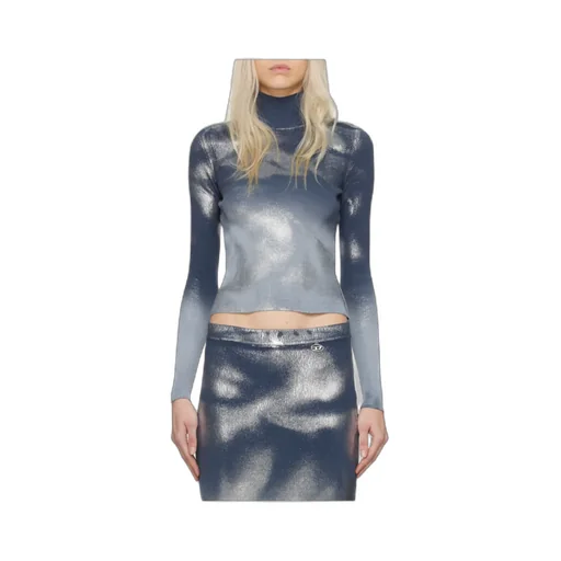 M-Ileen High Neck Metallic-Effect Jumper